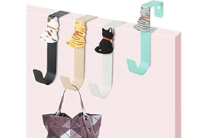 KASESSS 4 ganci sopra porta, motivo gatto, ganci robusti senza perforazione, per porte camera da letto, bagno, armadio