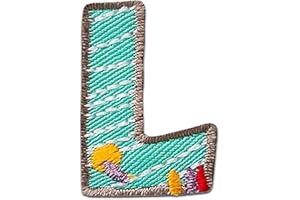 CATCH THE PATCH Alfabeto/Lettera colorato Patch - Toppe termoadesive Patch Toppa ricamate, misura: 0 x 0 cm, Alphabet MQ bunt/blau:Buchstabe L 2.3 x 3.1 cm