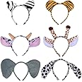 6 Pcs Cute Animal Ears Headband Fancy Dress Animals Hair Hoop Zoo Safari Jungle Themed Party Supplies for Kids and Adult