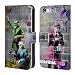 Produktbild Head Case Designs Offizielle Brandalised Spion Banksy Kunst Farbige Straßenkunst Brieftasche Handyhülle aus Leder für Apple iPhone 5/5s/SE
