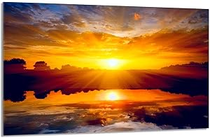 DarHaus Placa protectora de vitrocerámica 80 x 52 cm 1 pieza cocina eléctrica universal para inducción protección contra salpicaduras tabla de cortar de vidrio templado como decoración, SOL