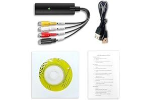 TWOBUD Audio Video Grabber USB 2.0 Video Adapter for Editing Plug Play Audio Video Converter Hi8 VHS to DVD Digitize for Mac and Windows 10 with Scart/AV Converter Adapter