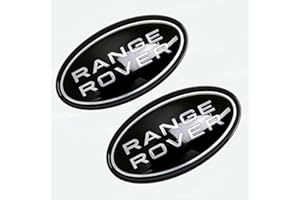 AC-Digital 4Pcs OEM Front Grille & Tailgate Emblem Decals for Land Rover Evoque,Sport,Discovery,Velar,Defender Chrome 85mm Oval Range Rover Grill Badge Logo with Free Black Surround Cover