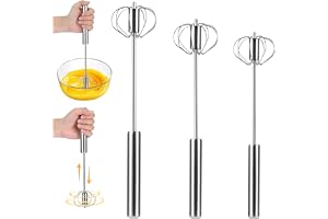 Yicenmy 3 stycken halvautomatiska visp av rostfritt stål, handtrycks visp, 27-33 cm