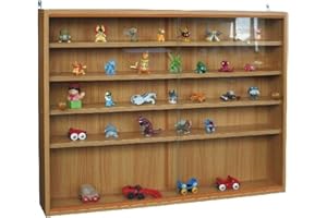 1A-HANDELSAGENTUR Sammlervitrine mit 2 Schiebetüren aus Sicherheitsglas und 4 Einlegeböden aus Buche 80 x 60 x 9cm Setzkasten Wandregal Dekoration Aufbewahrung Lagerung Schrank Schutz Sammel Holz