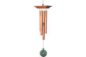 Woodstock Chimes Turquesa Carrillón para Jardín - 4 Tubos Cuadrados Afinados Color Bronce - Número Áureo