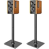 PEGZONE Universal 76.5 cm Floor Speaker Stand, Glass Base, Black | Bookshelf Speaker Stand, Up to 25kg, Heavy Duty Steel Cons