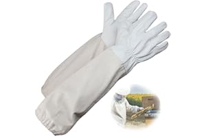 HELWEET Gants D'apiculture, Gants Protégés pour Apiculteur, Matériel Apicole, Convient à La Plupart des Hommes ou des Femmes, un Outil Essentiel pour Les Apiculteurs de Conservation, Blanc