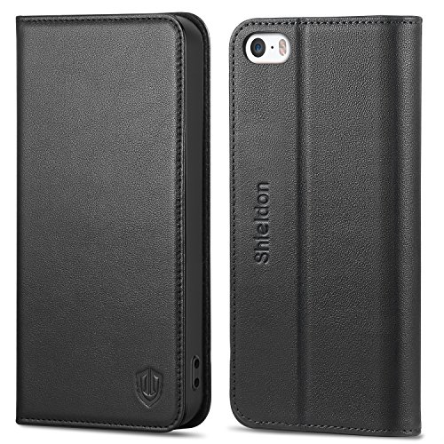SHIELDON Coque iPhone Se, Etui TPU en Cuir Véritable, Housse Portefeuille avec Rangements de Cartes SHIELDON Coque iPhone Se, Etui TPU en Cuir Véritable, Housse Portefeuille avec Rangements de Cartes
