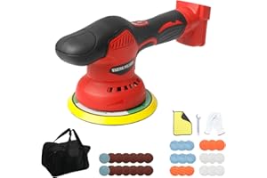 JOJOCY Polisseuse tampon sans fil compatible avec batterie Milwaukee 18 V, 8 vitesses variables, polisseuse orbitale de 6 pouces, kit de cire pour voiture (rouge)