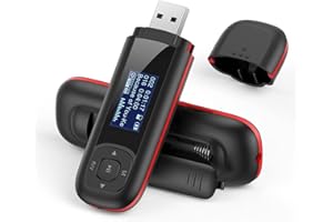 AGPTEK 8 GB USB odtwarzacz MP3, przenośny, z radiem FM, odtwarzacz muzyki, zasilany akumulatorem, czarny i czerwony
