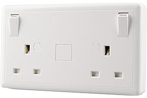 WK Electrical - Double Switched Converter Power Socket, White Moulded, Type G Socket, 250V 13 Amp