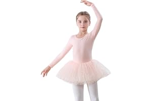 FONLAM Dziewczęca sukienka baletowa, trykot baletowy, bawełna, trykot do tańca, spódnica baletowa, brokatowa, tutu dla dzieci