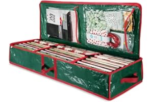 FIND A SPARE Extra Large Green Christmas Wrapping Paper Storage Bag – Gift Wrap Organizer with Dual Zippers, Securing Straps and Carry Handle (102 x 15 x 35 cm)