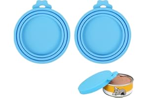 Hotype Couvercle Conserve, Couvercles en Silicone pour Boîte, Couvercles de Conserve Pour Chien Chat Couvercles Alimentaire Universels, Réutilisables, Pour des Tailles Multiples, 2 Pièces, Bleu