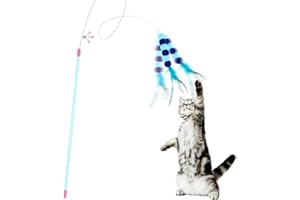 Cobee Interaktywna Zabawka dla Kota z Piórem, Pomponem i Dzwonkiem - Miękka, Treningowa dla Kotków do Użytku Wewnątrz