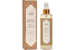 Oud Al Khaleeji Attar Al Faraash by Dukhni | 250ml Non Alcoholic Spray | Arabic Natural Mist | Air Freshener, Room Mist, Fabric & Linen Spray | Perfect for Prayer mats, beds, sofas, curtains | Halal