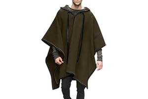 Caxndycing Men's Clint Eastwood Poncho Blanket Casual Cape with Hood for Men Irregular Hem Hoodie Comfortable House Wear Fashion Streetwear
