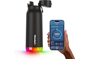 Hidrate Spark PRO Smart Water Bottle – Insulated Stainless Steel – Tracks Water Intake with Bluetooth, LED Glow Reminder When You Need to Drink – Chug Lid, 32oz, Black