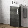 AURORA® 400mm Freestanding Vanity Unit Furniture, Wash Basin Bathroom Sink, Soft Close Door, Storage Cabinet, Reversible, Charcoal Grey