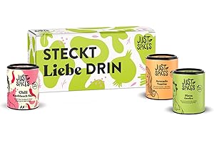 ‎JUST SPICES Just Spices Von Herzen Geschenkbox I Geschenkset mit 3 Gewürzdosen I Für Hobbyköche, gemeinsame Kochabende, Valentinstag