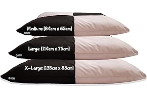 Kosiproducts Beanbag Floor Cushion Pillow indoor outdoor garden Water Resistant 100% soft luxury Polyester Fabric (Large [114cm x 75cm], BLACK-WHITE)