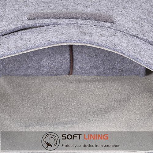 MoKo 10-11 Zoll Tablet Filz Sleeve Hülle – Ultrabook Laptoptasche Notebooktasche Laptop Schutzhülle Tasche mit Karten-Slot / Kleine Filz Bag für Acer One 10.1″ / ThinkPad 10 10.1″ / Surface 3 10.8″, Hellgrau - 4