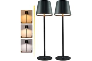 AIANDCC Rechargeable Lamps Full Metal Set of 2, Rechargeable Table Lamps UK with 3 Color Modes, 5200mAh Battery Operated Lamp, Touch Control Wireless Lamp Indoor and Outdoor IP54 Waterproof (Black)
