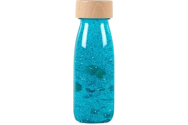Petit Boum – Bouteille Sensorielle Float en Turquoise | Un Microcosme dans Chaque Bouteille | Découvre, Écoute et Apprends | Stimulation Sensorielle | Bouteilles Sensorielles pour Enfants