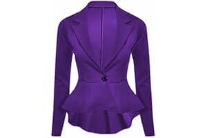FAIRY TRENDZ Womens Crop Frill Shift Slim Fit Fitted Peplum Blazer