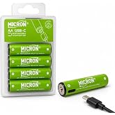 Micron AA Şarj Edilebilir Pil 1.5V 1000 D&ouml;ng&uuml; USB Type-C Girişli AA Kalem Pil 4&rsquo;l&uuml;