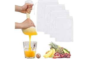 COYUN 4 Pièces Sac Filtrant, Etamine Alimentaire, Passoire Tissu Blanc, Nylon, Sac Filtrant pour Jus de Légumes et Fruits, Café, Lait Avoine, Lait Vegetal(4 tailles)