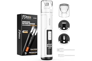 IREDOON Pet Dog Nail Grinder, Professional 3-Speed Mode Electric Rechargeable Pet Nail Trimmer Clipper with 4 LED Lights - White