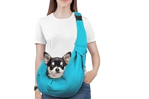Pawaboo Bolso Bandolera para Perros, Transportín para Perros Bandolera Portátil con Correa Ajustable para Mascotas Gatos Menos de 5,5kg, Bolso de Hombro Perros Bolsa de Transporte Viaje Perros, Azul