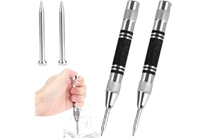 2 Stück Automatischer Körner, DMJJSD Automatik Körner Metall mit 2 Ersatz-Stanzstempeln Automatic Hole Punch, Automatischer Körner Automatik, Einstellbarem Schlagwerkzeug für Holz Wand Metall Glas