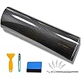 CompraFun Carbon Folie, 6D Selbstklebend Autofolie aus Vinyl, Auto Schutz Folie Carbon (6D Black 300 * 30cm)