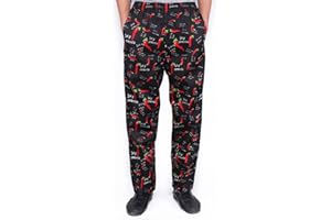 M&Catree Pantalon de Chef pour Hommes, Pantalon de Travail imprimé Uniformes de Cuisine Restaurant Taille élastique