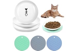 ZAKAZAKA 3 Stück Katzennapf Aus Keramik, Katzennapf Keramik Nassfutternäpfe mit Napfunterlage Silikon, Futternapf Katzen, Futternapf Katze Napf rutschfest Set für kleine Haustiere