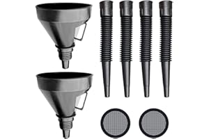 MEMOFYND Juego de embudo de 2 piezas y 4 piezas de embudo telescópico con filtro de 2 piezas, embudo de aceite, embudo de coche, herramientas de cambio de aceite.