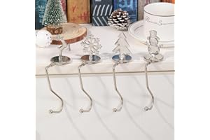 FALAFOTY 4PCS Weihnachtsstrumpfhalter Metallstrumpfhaken Weihnachts Dekoration mit Zartes Schneeflocke Rentier Schneemann Weihnachtsbaum Weihnachtsstrümpfe Kamin Halter Weihnachtsfeier Dekoration (Splitter)