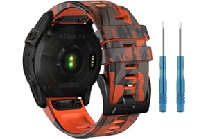 SeNool Correa para Garmin Epix 2 Pro 51mm, [26mm QuickFit Silicona Blanda], Repuesto Band para Garmin Fenix 7X Pro Solar/Fenix 7X/6X GPS/6X Pro/6X Sapphire GPS/5X Sapphire/5X GPS - Naranja