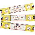 Satya Nag Champa Seven Chakra 100% Natural incense Sticks | 3 Packs | Handmade Incense Sticks | Used for Stress Relief, Spiritual Decor, Smudging and Meditation