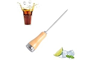 Fyearfly Rompighiaccio, Acciaio Inossidabile Manuale Rompighiaccio, Manico in Legno Tritaghiaccio Strumento Punteruolo, Utensile da Bar da Cucina per Picnic Campeggio e Bar Ristorante
