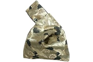 FANCYPUMPKIN Vintage giapponese Yukata Kimono Crane Handbag Wristlet Bag Piccolo Coin Bag Tote Handle Bag Knot Pouch per le donne