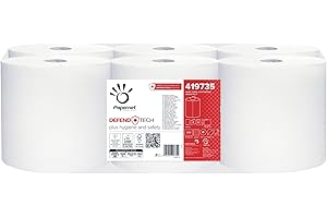 Papernet Defend Tech - Rollo de toalla Centrefeed 419735, 6 rollos de papel de celulosa pura de 115 m, con fórmula antibacteriana en embalaje, 2 capas, 330 lágrimas por rollo, 19,7 x 35 cm
