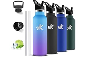 GRSTA Borraccia 750 ml, Borraccia Termica Senza BPA, Borracia con Cannuccia, Senza Perdite, Bottiglia Termica, Isolato Sottovuoto, Borracce Termiche per Campeggio, Viaggio, Corsa, Fitness, Palestra