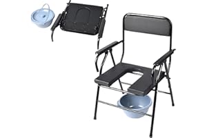 ‎AIRM HEALTH AIRM HEALTH Toilettenstuhl mit Sanitärausstattung, Stabil und Komfortabel, Mit Herausnehmbarem Eimer, Rutschfeste Füße, Für Senioren und Menschen mit eingeschränkter Mobilität (8234)