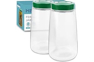 HEFTMAN Barattolo per fermentazione con presa d'aria a 1 via, 2,2 litri, confezione da 2, ideale per fermentazione sicura per kefir, kimchi, crauti, lievito naturale, avena durante la notte, 2