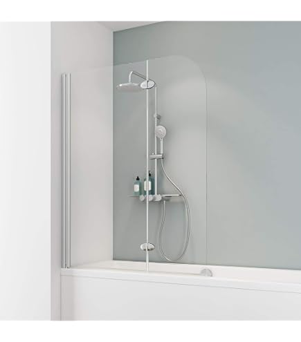 Schulte Duschabtrennung Für Badewanne – 6 Mm Sicherheitsglas, Seitenwand, 117 X 140 Cm, Alpinweiß, Montage Links