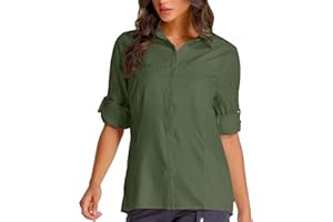 JOGWITS Chemisier pour femme - Protection UV UPF 50 - T-shirt à manches longues - Vêtement safari - Respirant - Séchage rapide - Chemise de randonnée décontractée - Haut de sport - 5077